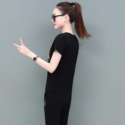 SP-1528605夏季纯棉圆领运动七分裤两件套休闲服 商品图3