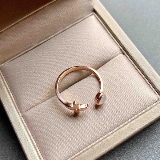 高冰种翡翠开口笑小花戒指18k玫瑰金镶嵌 商品图6