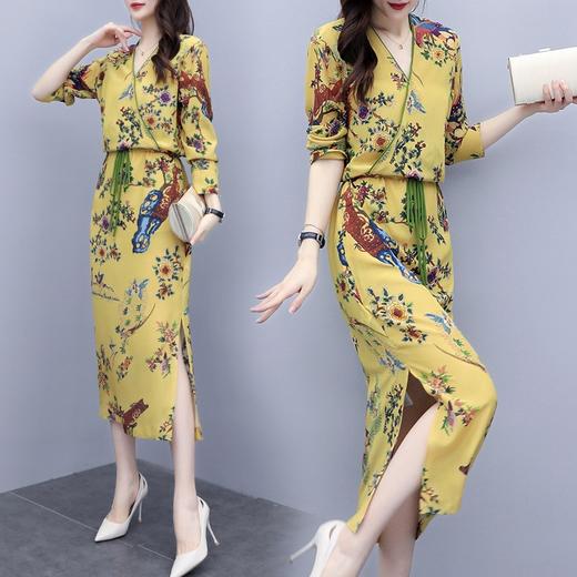 SWYC-新款印花时尚收腰显瘦气质女神范连衣裙 商品图1