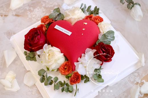 七夕特别款：奶酪慕斯爱心花环。法式慕斯，白乳酪慕斯+树莓库里+开心果达克瓦兹 商品图0