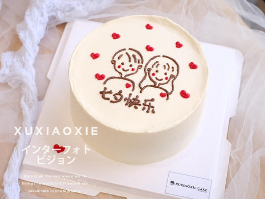 “情侣”“夫妻”“闺蜜”手绘蛋糕。水果戚风，3层蛋糕胚+2层火芒 商品图2