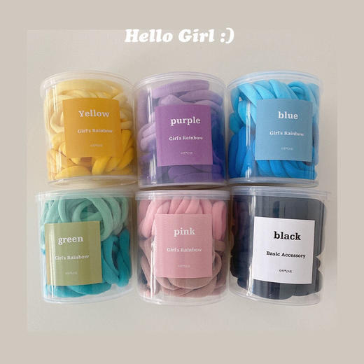 034 少女渐变色无接缝ins发圈 | 高弹力糖果色发绳 50条装 商品图10