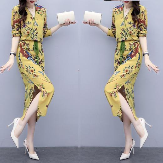 SWYC-新款印花时尚收腰显瘦气质女神范连衣裙 商品图0