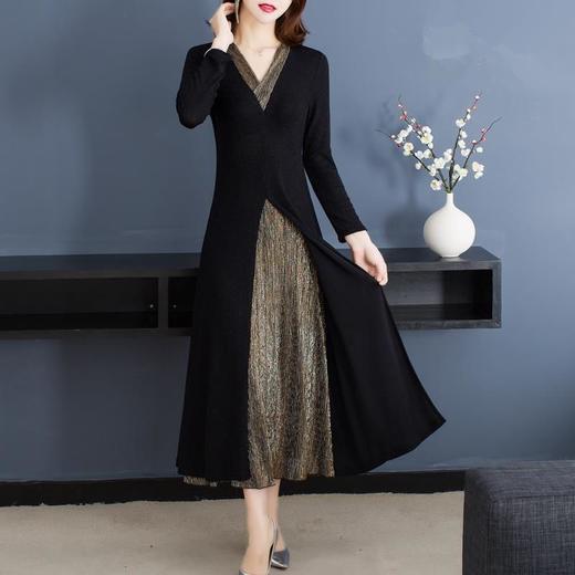 P 气质假两件修身收腰显瘦大码连衣裙 商品图0