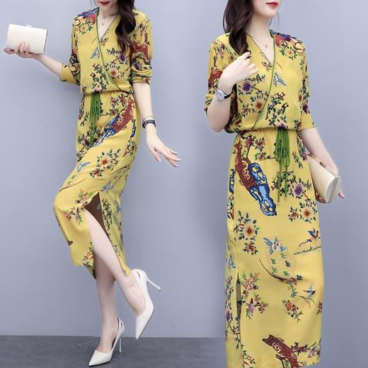 SWYC-新款印花时尚收腰显瘦气质女神范连衣裙 商品图2