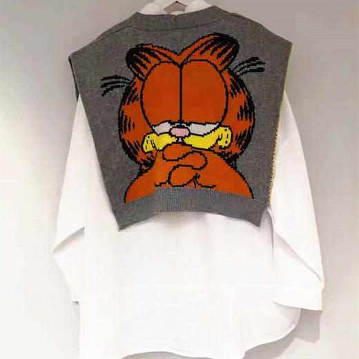 2020春款时尚披肩加菲猫卡通洋气针织外搭毛线衣打结围巾坎肩女 商品图2