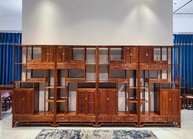 红桥红  家具严选  缅甸花梨（大果紫檀）  【226 回纹雕花 博古架】