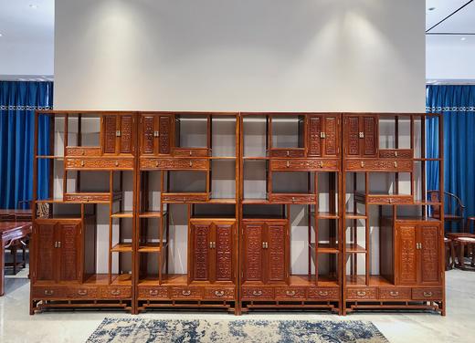 红桥红  家具严选  缅甸花梨（大果紫檀）  【226 回纹雕花 博古架】 商品图0