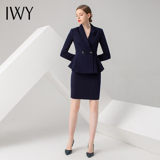 IWY/藏青色长袖西装半裙套装CS0259 商品图2
