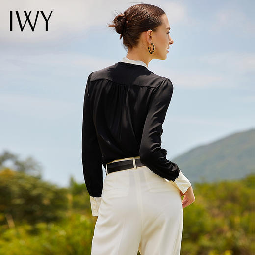 IWY/黑色系带长袖衬衫203088B 商品图3