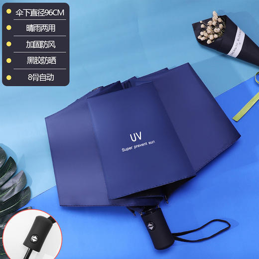 简约黑胶防晒遮阳伞  自动伞 商品图2