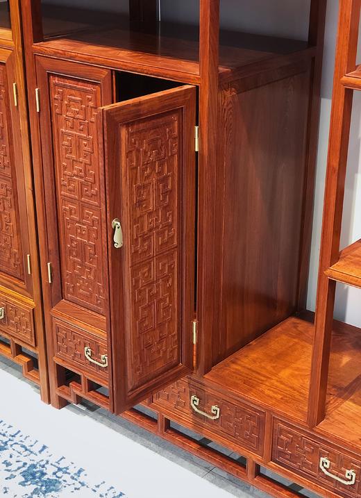 红桥红  家具严选  缅甸花梨（大果紫檀）  【226 回纹雕花 博古架】 商品图5
