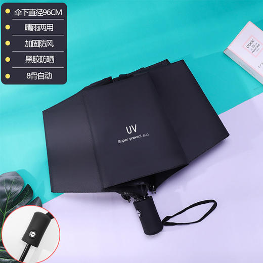 简约黑胶防晒遮阳伞  自动伞 商品图4