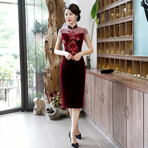 BJ-9101新款中国风喜婆婆婚礼宴会名族妈妈装旗袍礼服 商品图1