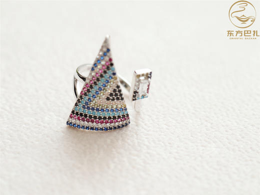 活口不限大小！东方巴扎925银玫瑰金螺旋三角土耳其开口戒指异域风情波西米亚 商品图1