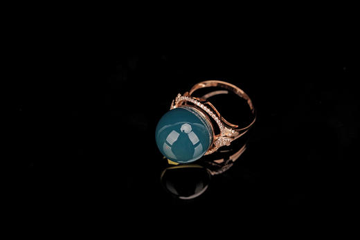贵妃笑·墨西哥蓝珀18K玫瑰金镶钻戒指   特价 商品图2