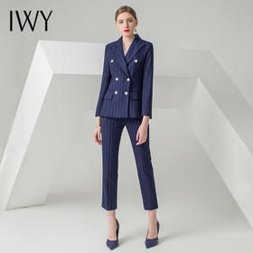 IWY/蓝色条纹长袖西装长裤套装CP871