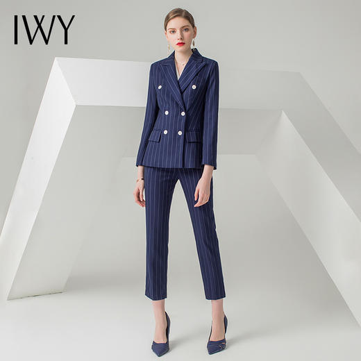 IWY/蓝色条纹长袖西装长裤套装CP871 商品图0