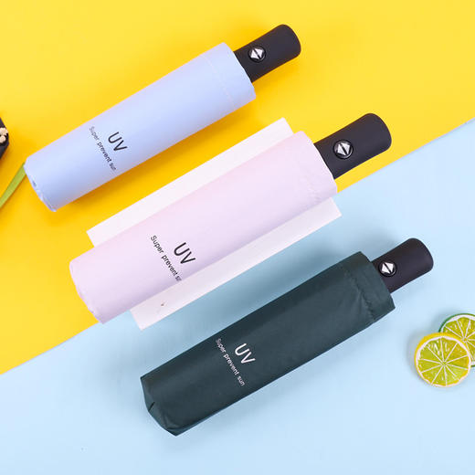 简约黑胶防晒遮阳伞  自动伞 商品图0