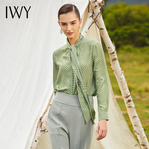 IWY/绿色波点长袖衬衫203088B1 商品图2