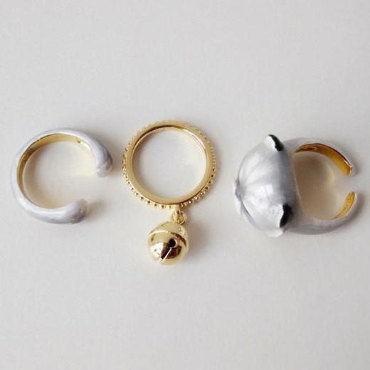 北京仓｜Mary Lou-Persian Cat Family-灰色叮当猫 戒指 (3件套装)［泰国设计师］ 商品图1