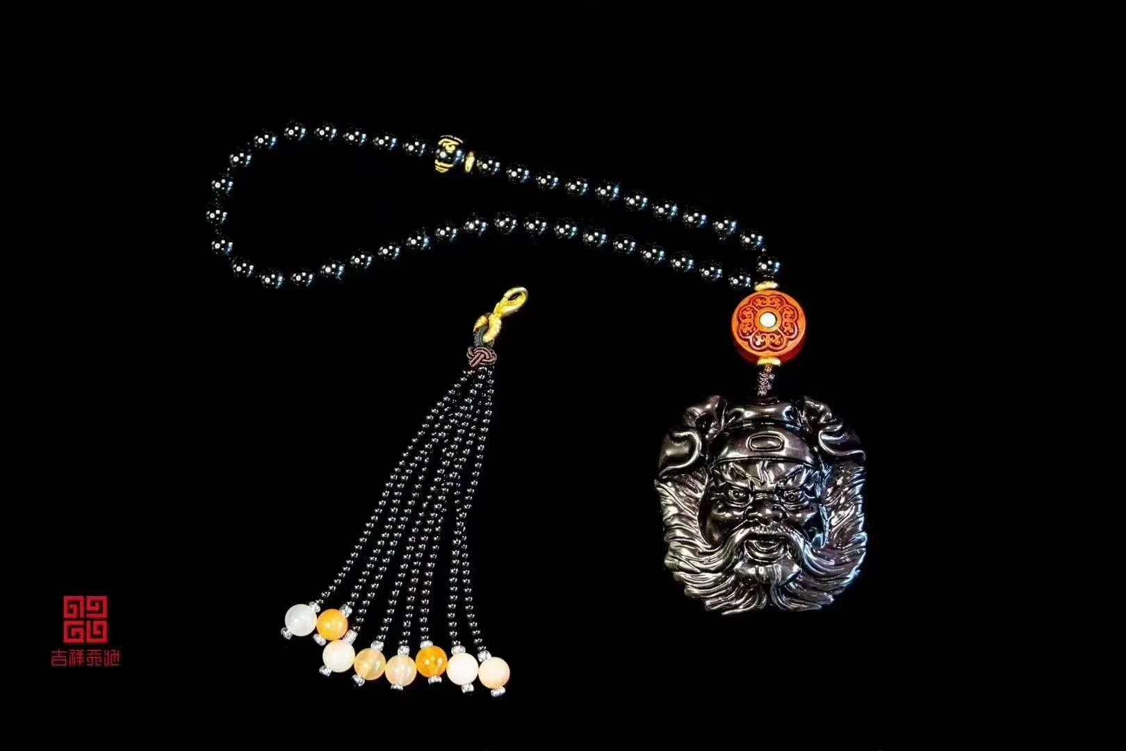 吉祥天地  黑曜石钟馗挂件