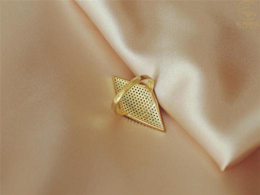 英伦淑女戒指。李木晓东方巴扎925银镀14k金菱形格纹土耳其进口蓝眼睛系列戒指送擦银布 商品图4