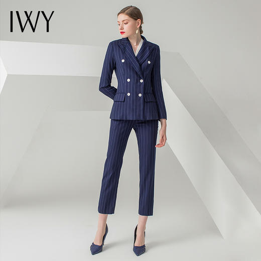 IWY/蓝色条纹长袖西装长裤套装CP871 商品图2