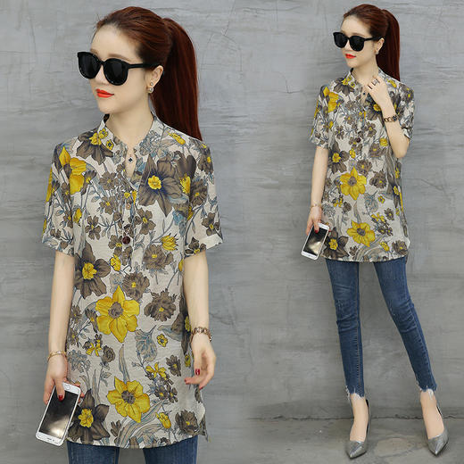 QYBD-1735遮肚子夏装2020新款韩版宽松中长款上衣服潮小衫 商品图2