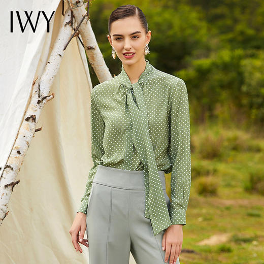 IWY/绿色波点长袖衬衫203088B1 商品图0