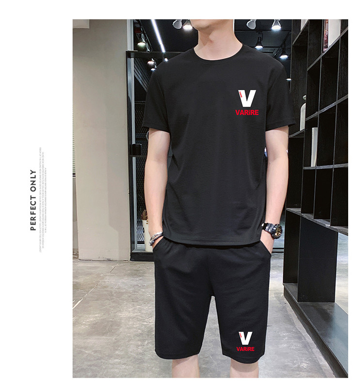 矫狮男装 短袖套装男士t恤夏季潮流潮牌休闲宽松运动新款半袖t体恤男