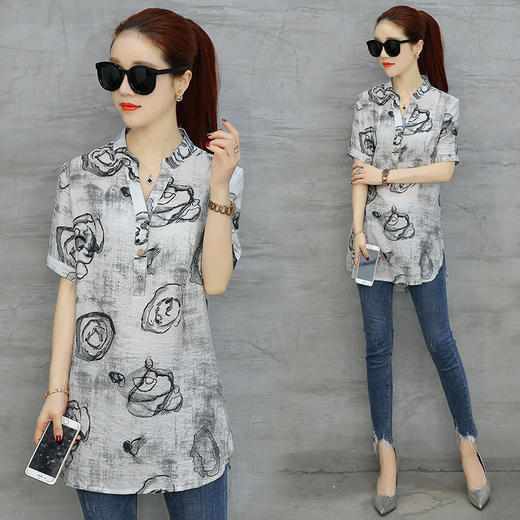 QYBD-1735遮肚子夏装2020新款韩版宽松中长款上衣服潮小衫 商品图4