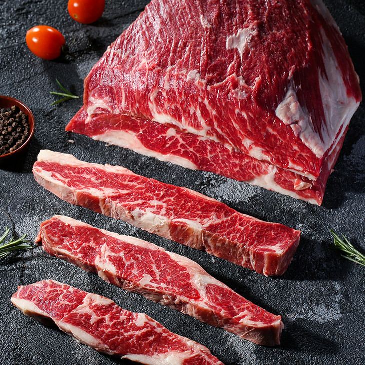 820直播常武冷链包邮明都紫薇花园澳洲谷饲板腱牛排2斤箱约810片带