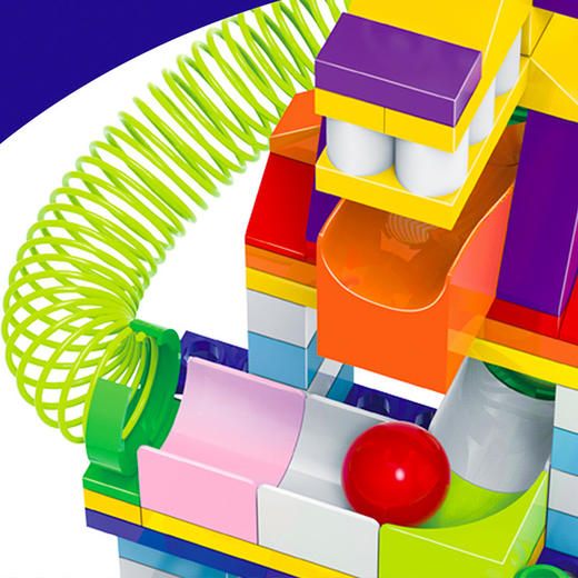 【来思考 来创造 可自由拼搭“翻滚”德式积木】德斯徕缤纷彩虹轨道乐园 炫彩滚珠积木 拼装百变小狗滑道/孔雀造型 激发更多创造力 商品图4