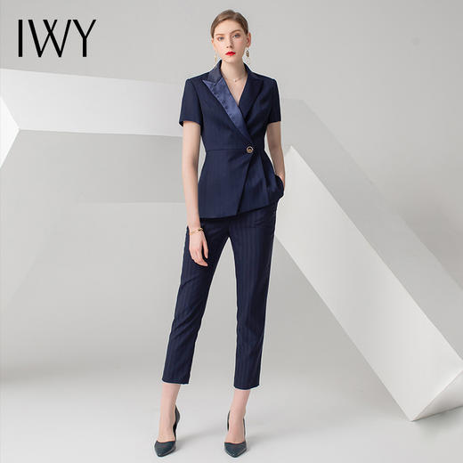 IWY/藏青色短袖西装长裤套装CP21 商品图0