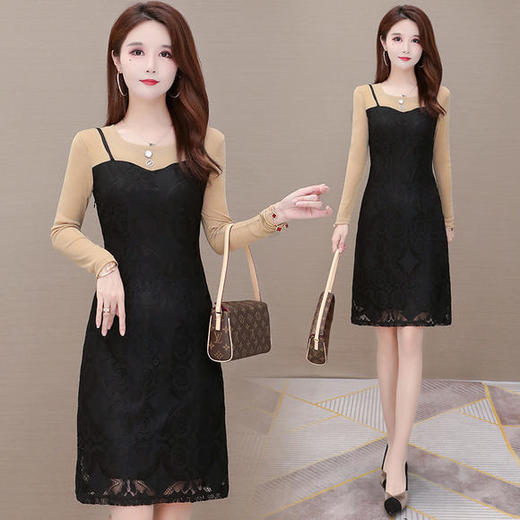 YW-KED91316修身显瘦，气质减龄长袖蕾丝连衣裙 商品图2