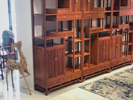 红桥红  家具严选  缅甸花梨（大果紫檀）  【226 回纹雕花 博古架】 商品图2