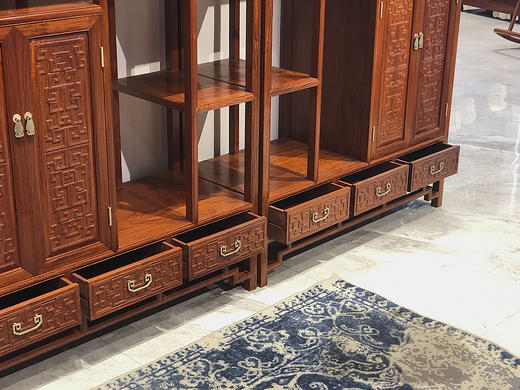 红桥红  家具严选  缅甸花梨（大果紫檀）  【226 回纹雕花 博古架】 商品图6