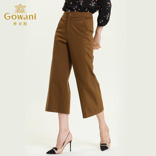 乔万尼新款阔腿裤后腰橡筋显瘦休闲气质舒适百搭七分裤子ES3F522 商品图1