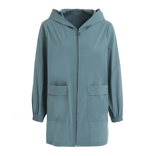 乔万尼新款工装风中长款休闲舒适连帽中长拉链款风衣外套ES3B576 商品图4