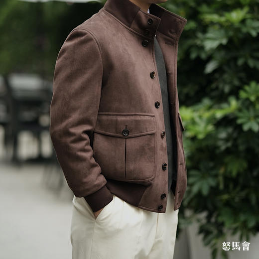 Takisada 日本进口梭织麂皮绒深棕色A1飞行员夹克 商品图3