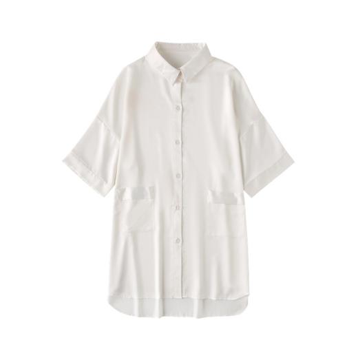 【高颜值&提升一个level】冰丝中长款白衬衫 摸上去软软滑滑的 宽松不贴身 适合各种体型 商品图4