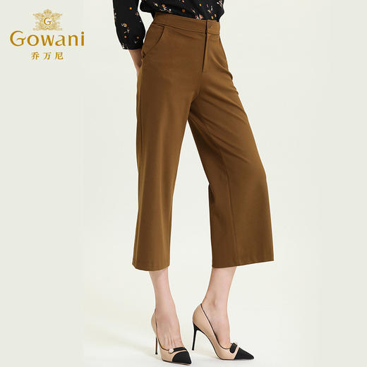 乔万尼新款阔腿裤后腰橡筋显瘦休闲气质舒适百搭七分裤子ES3F522 商品图2