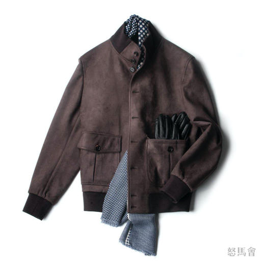 Takisada 日本进口梭织麂皮绒深棕色A1飞行员夹克 商品图7