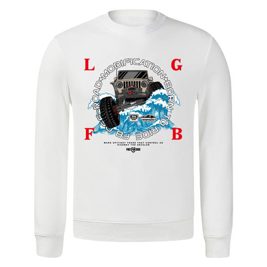 自有基地个性越野车浪花图案秋冬圆领套头卫衣打底衫 NMT-1199 商品图2