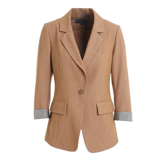 乔万尼新款经典款收腰短款风衣驼色拼接气质款职业装正装ES3B571 商品图4