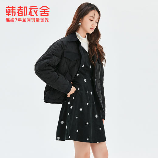 韩都衣舍冬季新款韩版衬衫式格纹宽松短款羽绒服OM81792 商品图1
