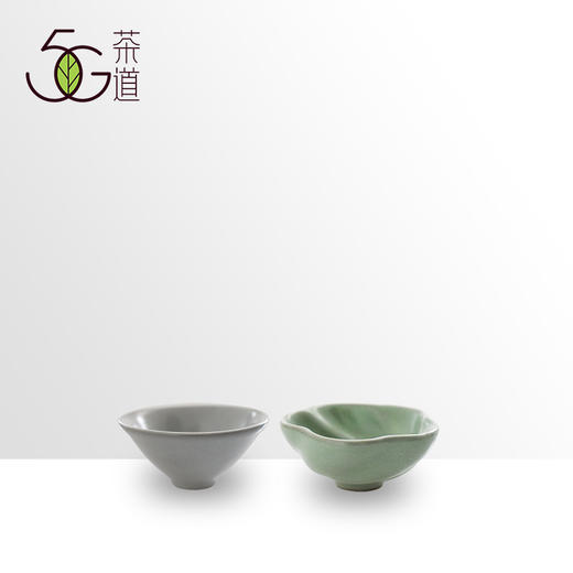 汝窑主人杯  梅子青荷花杯70ml   天青斗笠杯 50ml 商品图0