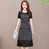 NSDN-格子新款修身小个子拼接洋气蕾丝短袖a字裙 商品缩略图2