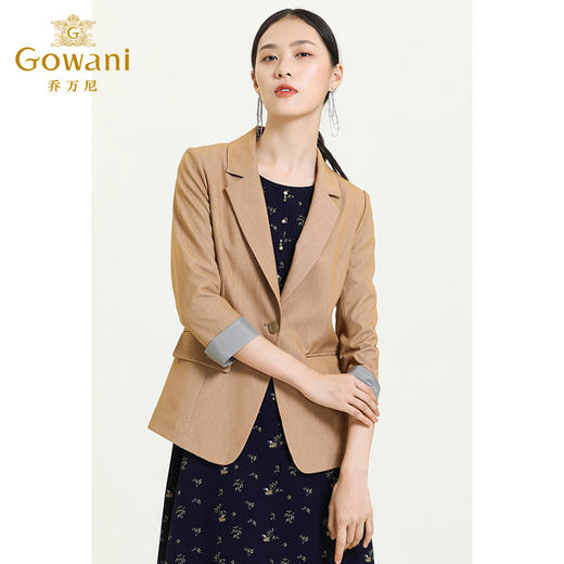 乔万尼新款经典款收腰短款风衣驼色拼接气质款职业装正装ES3B571 商品图1